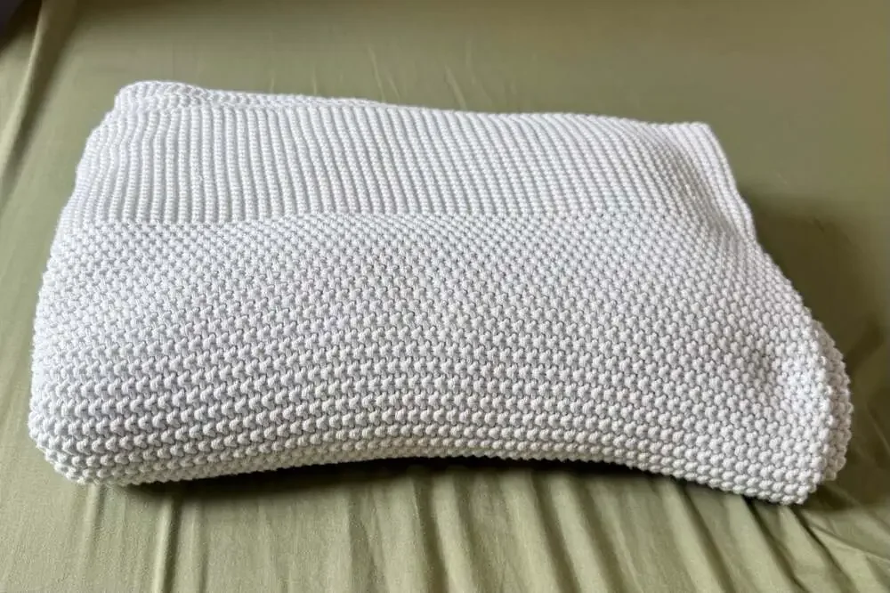 Waffle, Cotton Knit, Sweater-Like, Throw Blanket in White